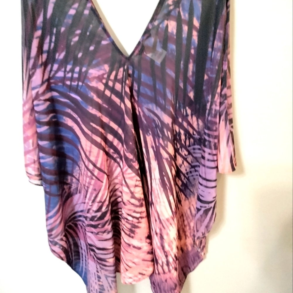 NWOT CARMEN MARC VALVO SEMI-SHEER SWIM COVER-UP M/L *